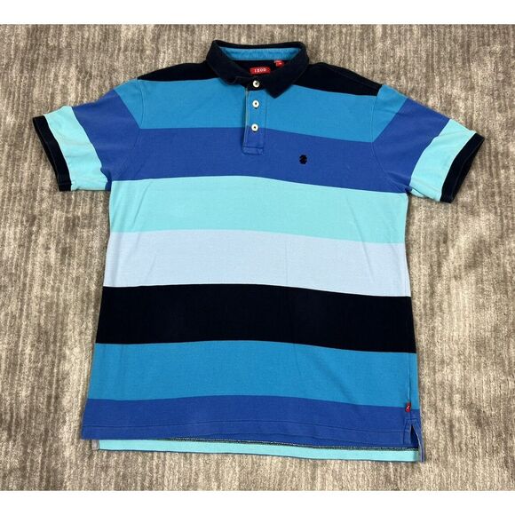 Izod Shirt Mens Large Blue Striped Collared Short Sleeve Casual‎ - Picture 1 of 10